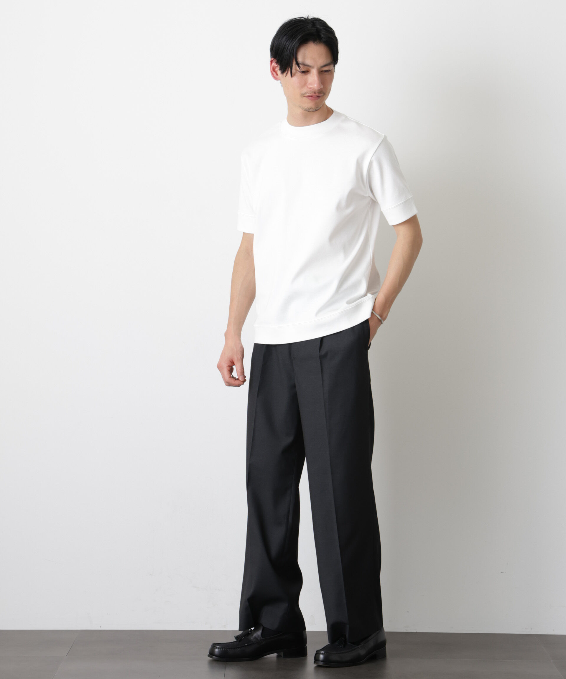 nano･universe「「FORMAL JERSEY」モックネックカットソー半袖」|Tシャツ・カットソー|
