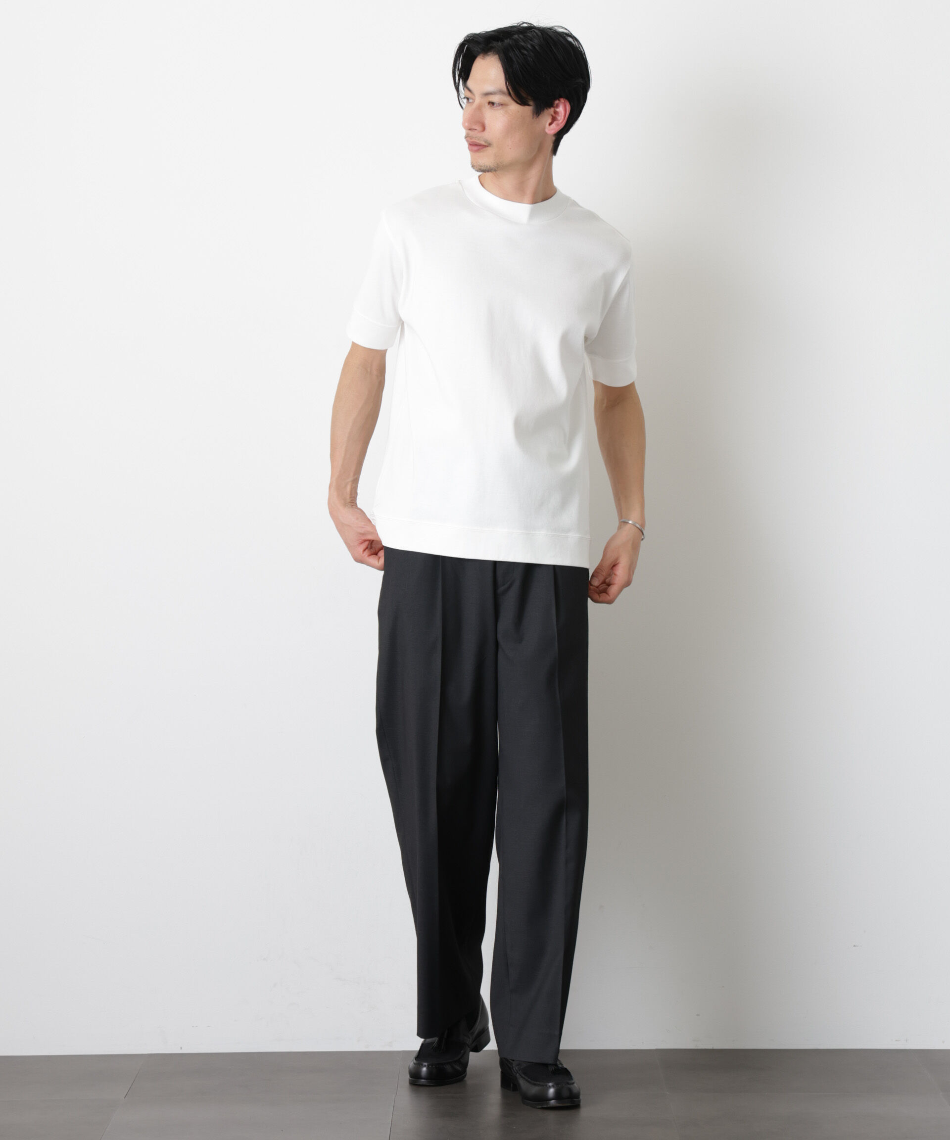 nano･universe「「FORMAL JERSEY」モックネックカットソー半袖」|Tシャツ・カットソー|