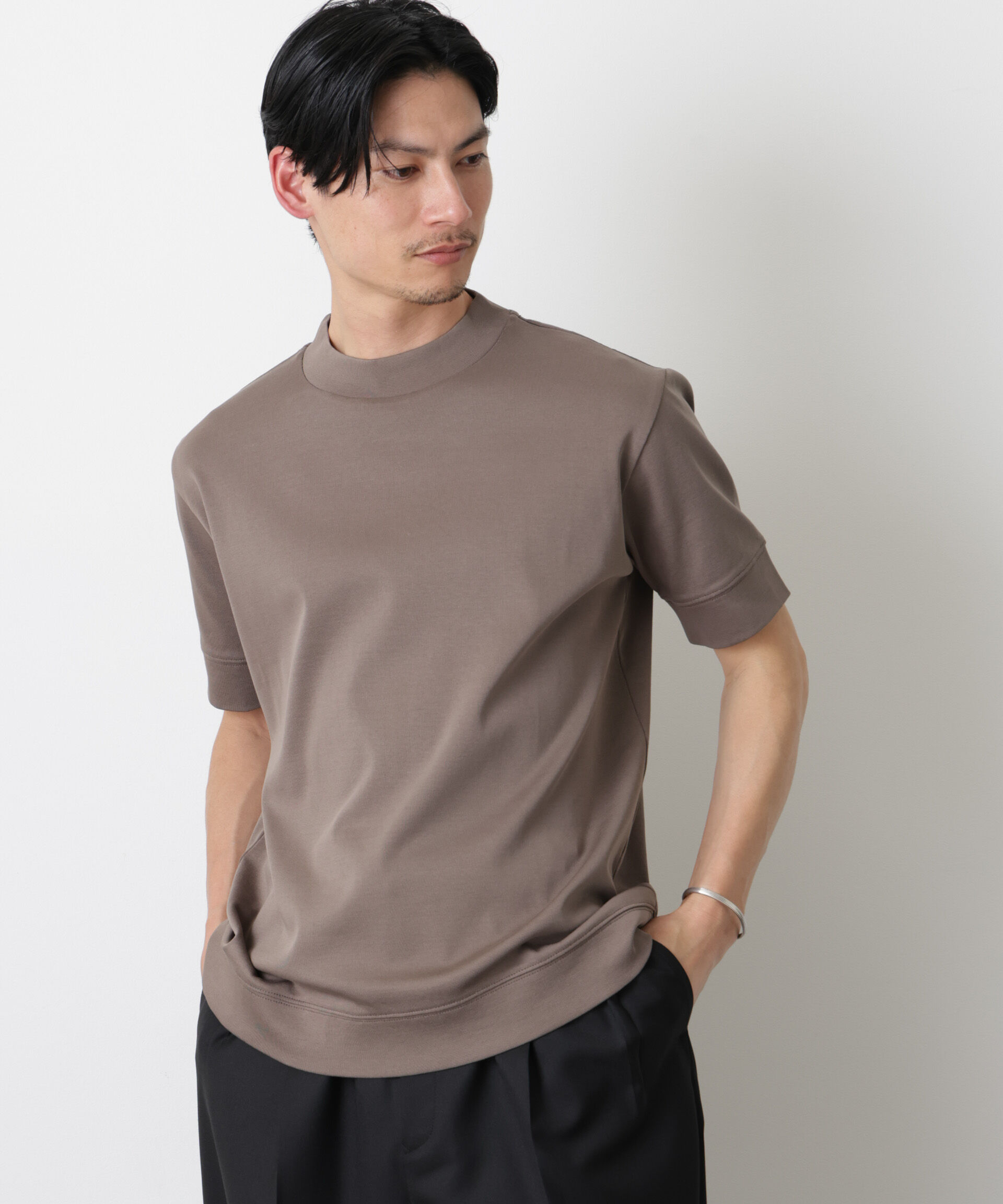nano･universe「「FORMAL JERSEY」モックネックカットソー半袖」|Tシャツ・カットソー|