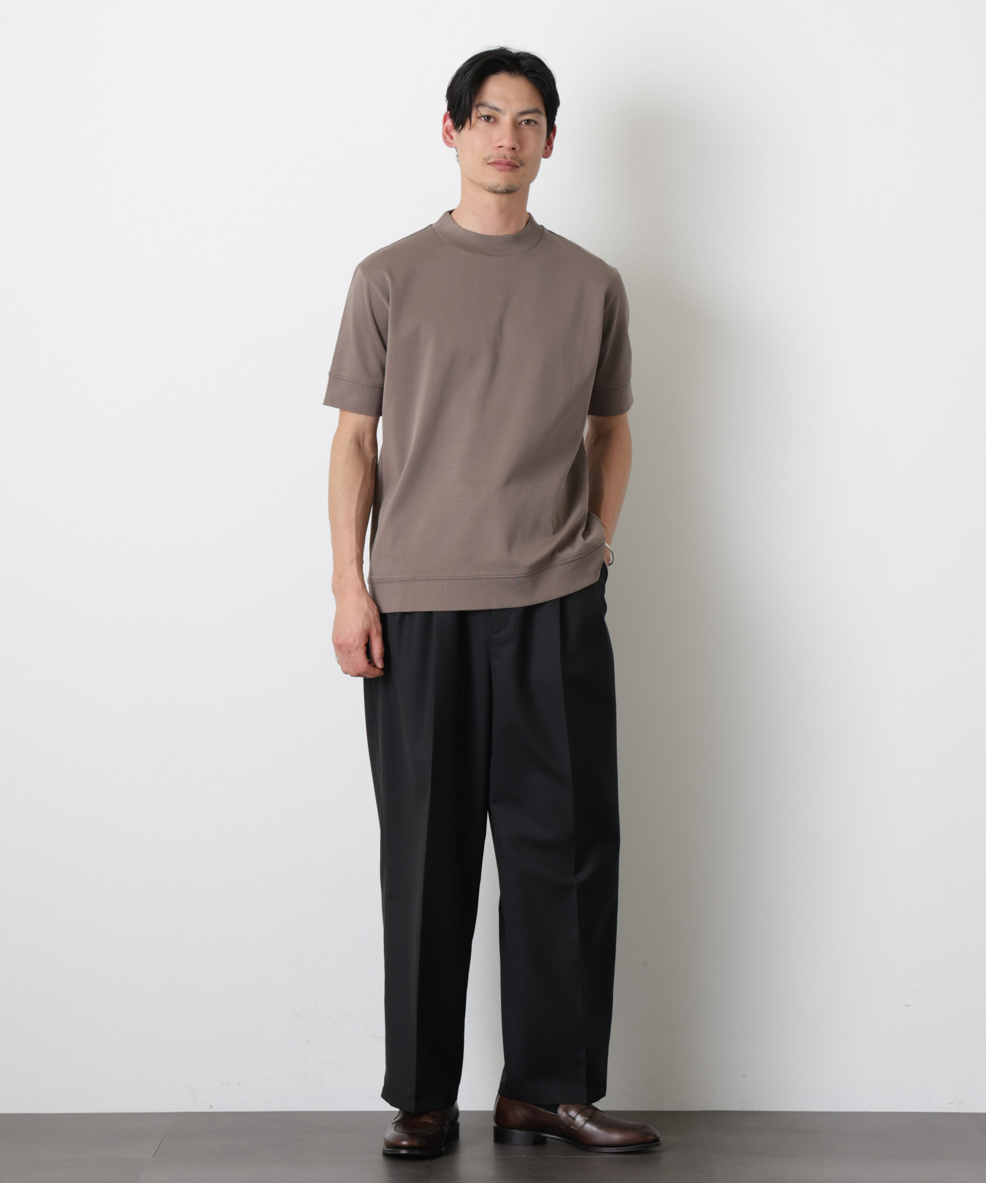 nano･universe「「FORMAL JERSEY」モックネックカットソー半袖」|Tシャツ・カットソー|