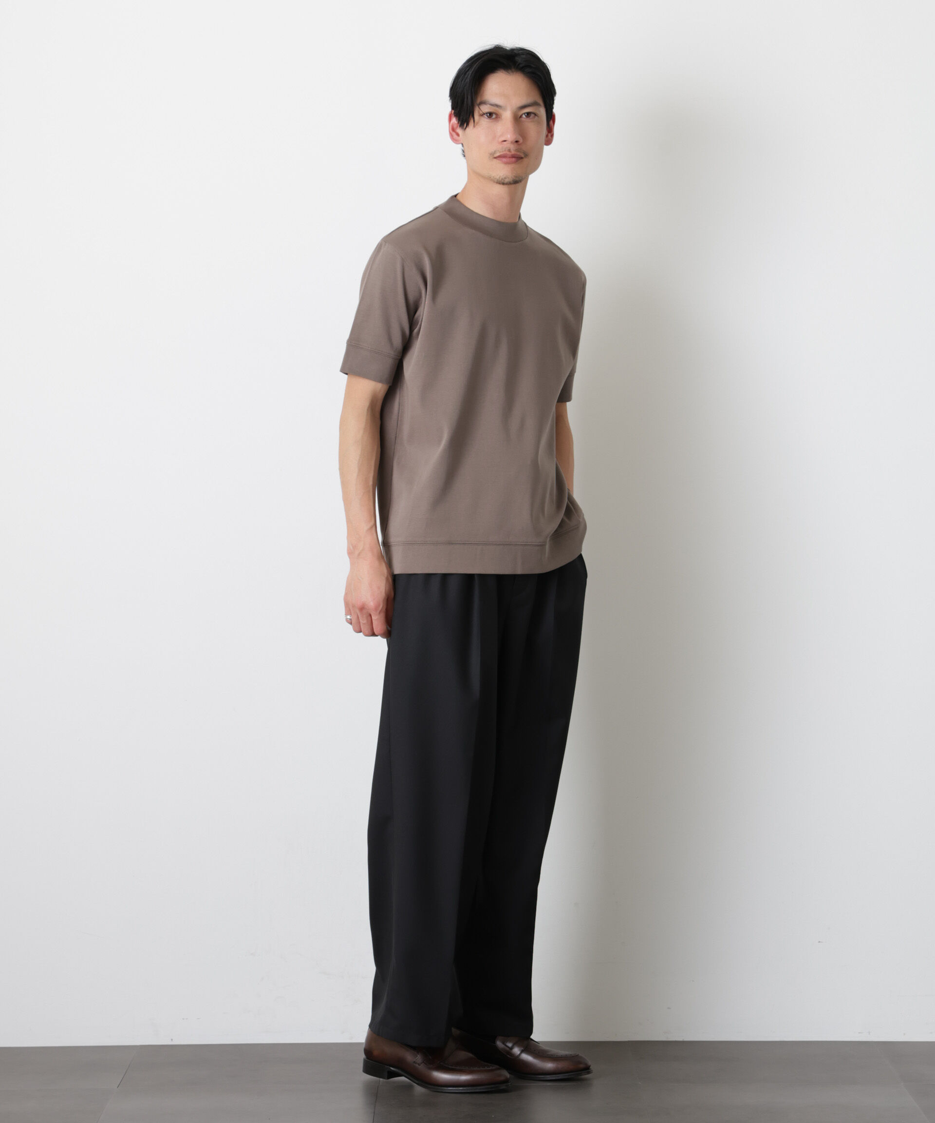 nano･universe「「FORMAL JERSEY」モックネックカットソー半袖」|Tシャツ・カットソー|