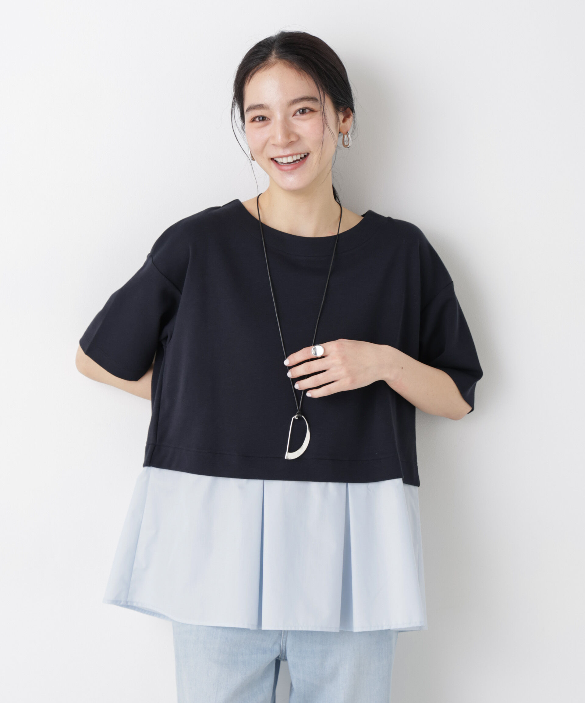 nano･universe「異素材ペプラムカットソー」|Tシャツ・カットソー|