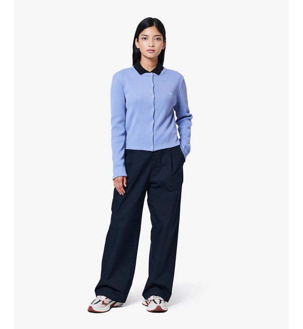 LACOSTE「ダブルタックワイドスラックス」|チノ|ネイビー