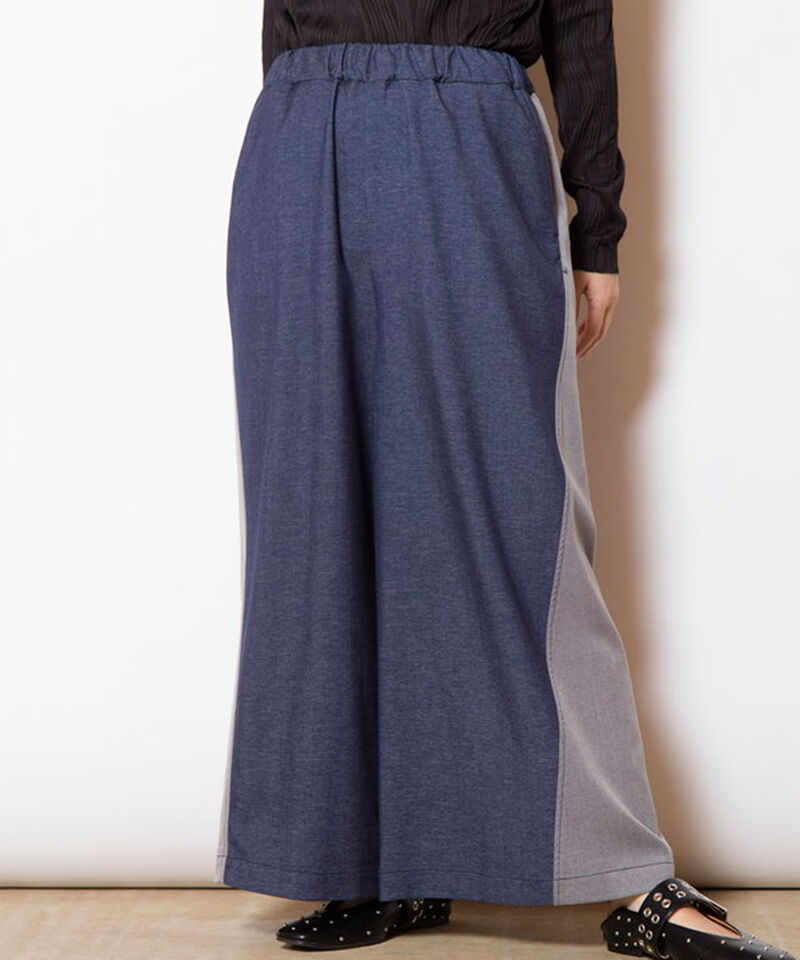  「バイカラーワイドパンツ」|その他|NAVY
