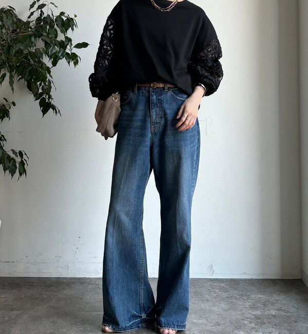  「【WEB限定】フラワーチュール切替裏毛プルオーバー」|Tシャツ・カットソー|