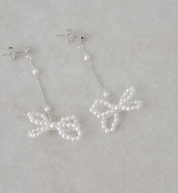  「リボンパールピアス」|ピアス|