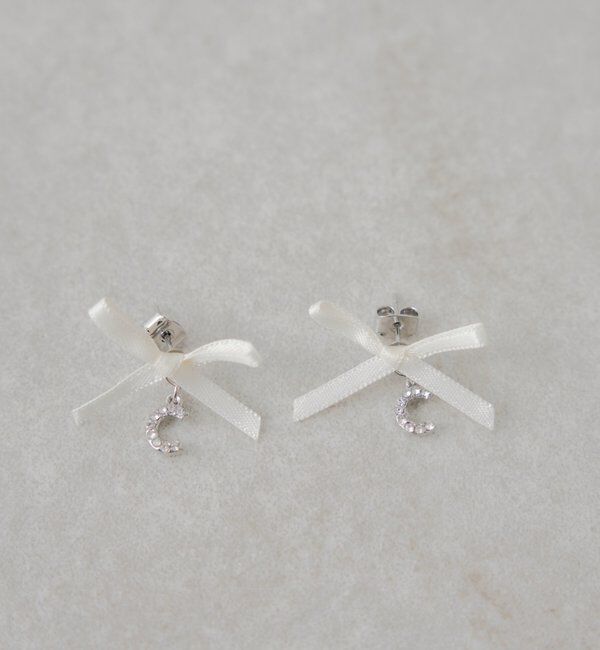  「ビジューロゴリボンピアス」|ピアス|