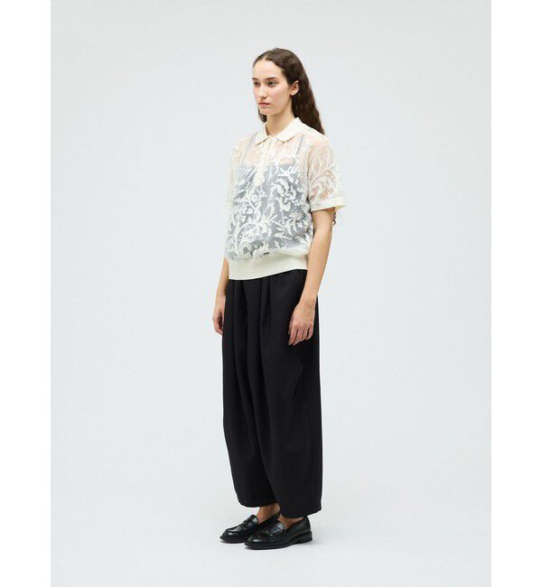 mizuiro ind「mizuiro ind メッシュ刺繍ポロプルオーバー」|Tシャツ・カットソー|
