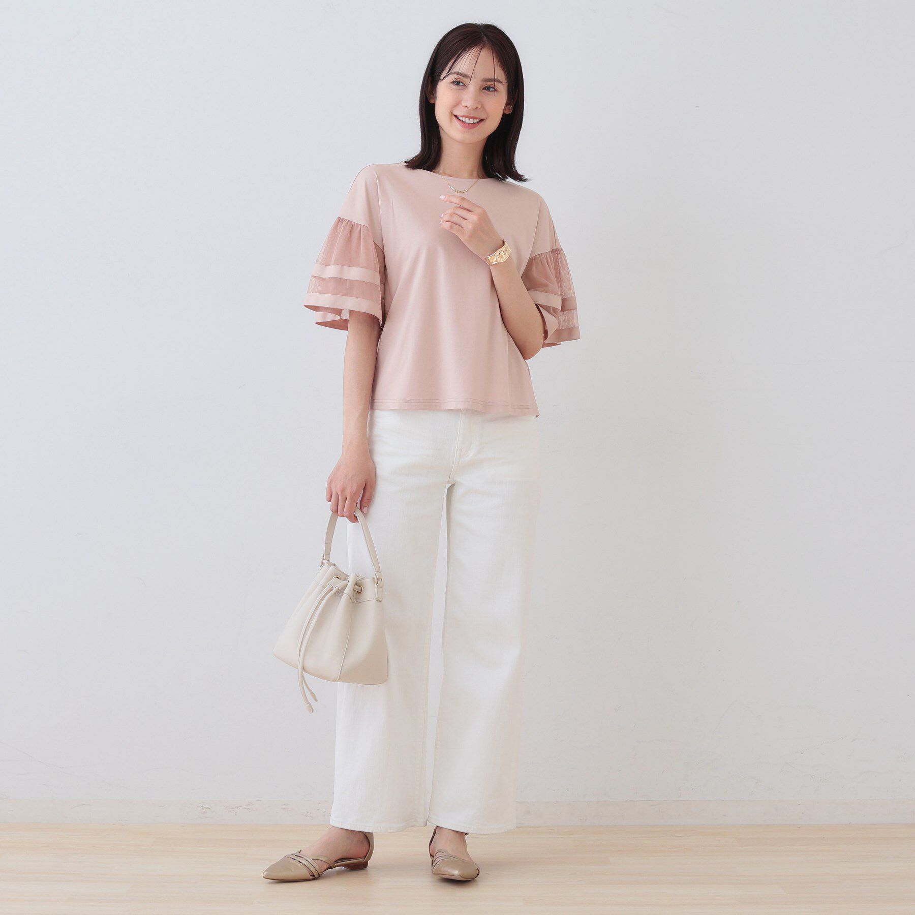 INDIVI「チュールスリーブカットソー」|Tシャツ・カットソー|