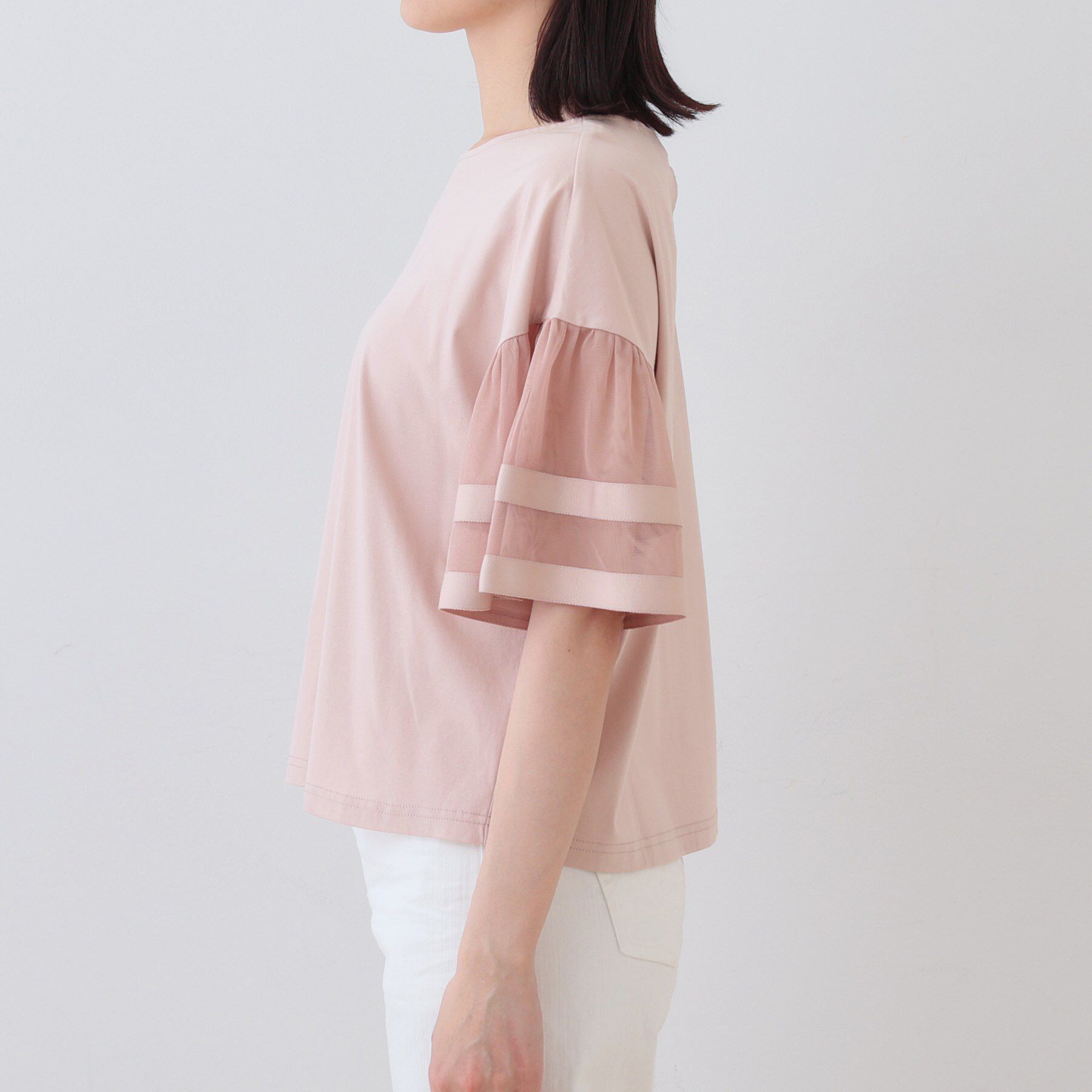 INDIVI「チュールスリーブカットソー」|Tシャツ・カットソー|