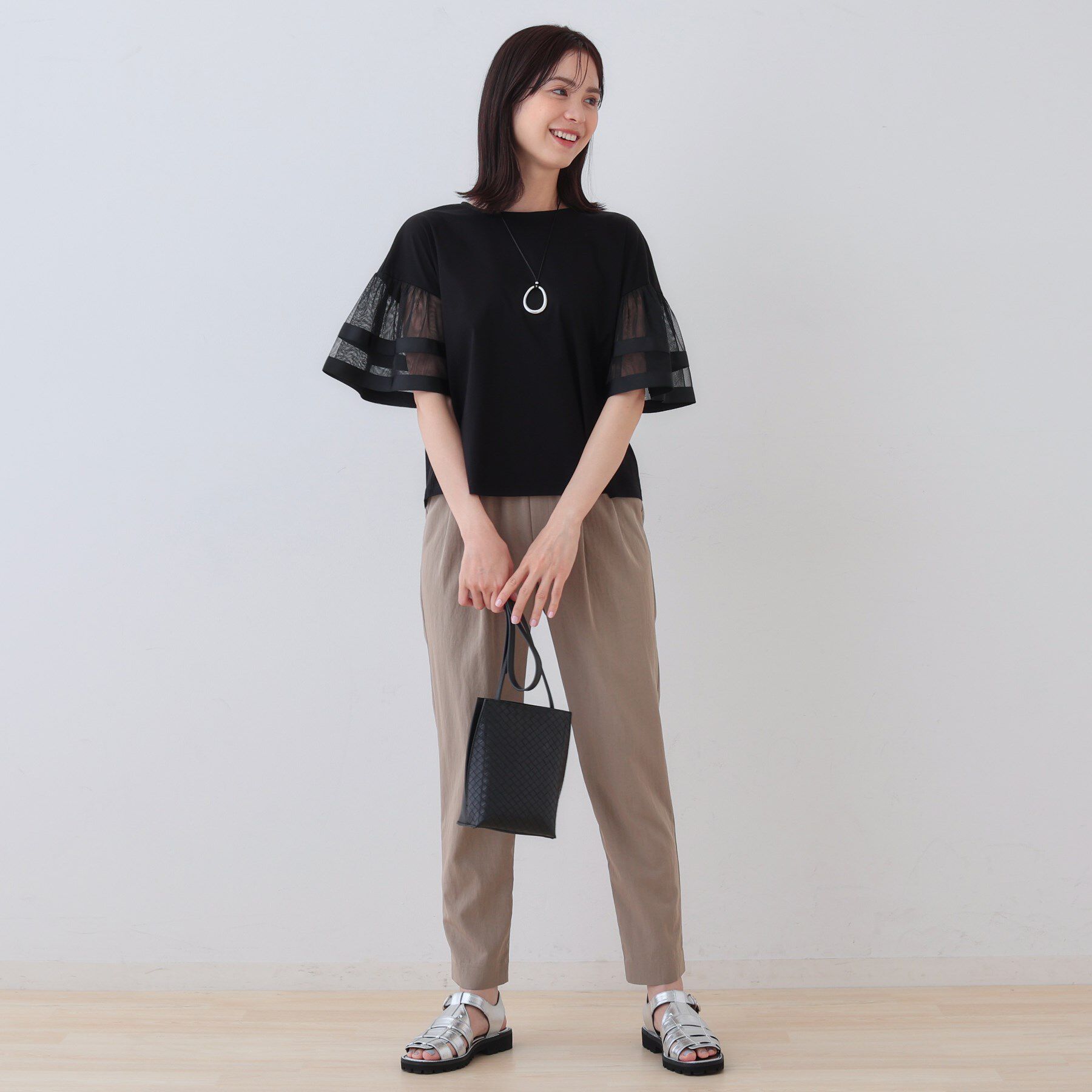 INDIVI「チュールスリーブカットソー」|Tシャツ・カットソー|