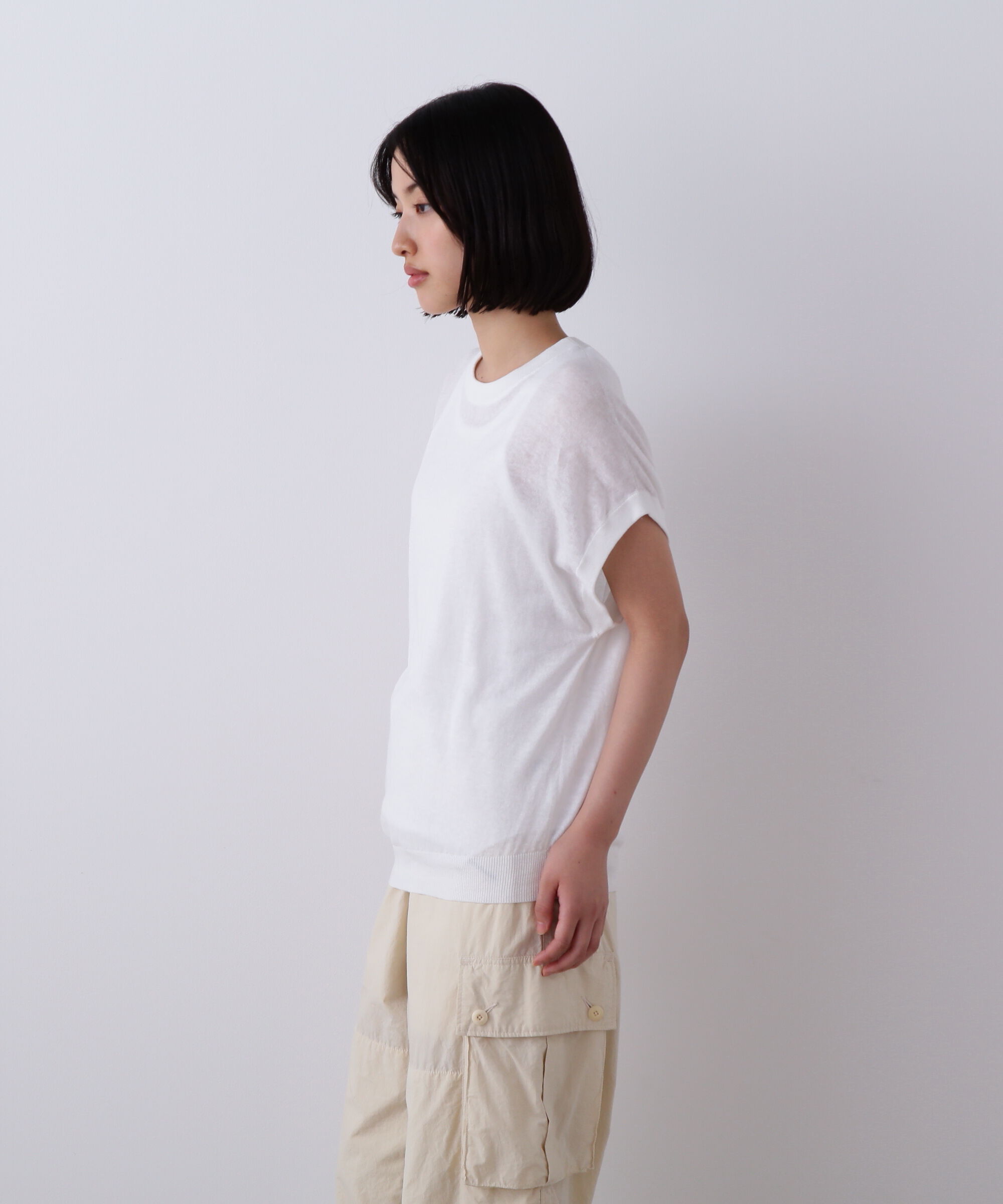 YLEVE 「YLEVE / COTTON LINEN KNIT ASYMMETRY PULLOVER」|ニット・セーター|