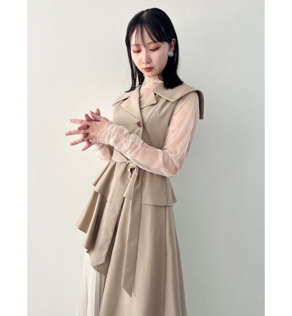 dazzlin「【新色・サイズ追加】アシメプリーツトレンチワンピース」|ワンピース|
