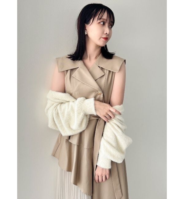 dazzlin「【新色・サイズ追加】アシメプリーツトレンチワンピース」|ワンピース|