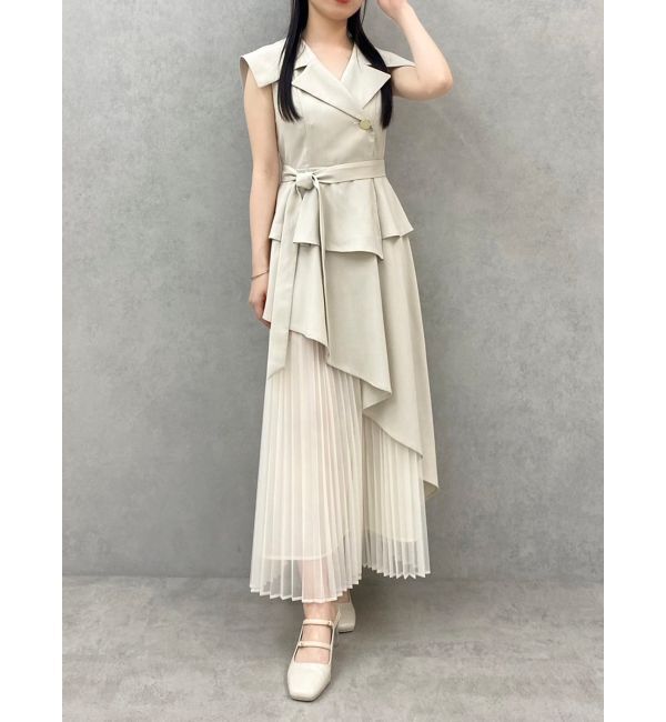 dazzlin「【新色・サイズ追加】アシメプリーツトレンチワンピース」|ワンピース|
