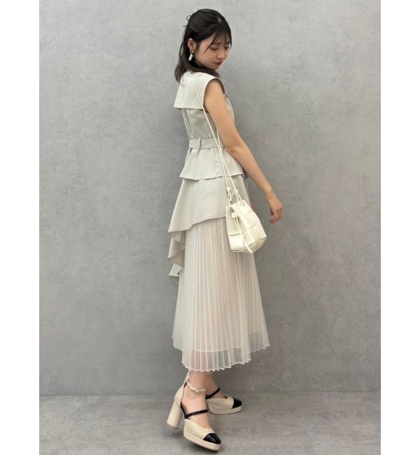 dazzlin「【新色・サイズ追加】アシメプリーツトレンチワンピース」|ワンピース|