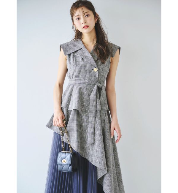 dazzlin「【新色・サイズ追加】アシメプリーツトレンチワンピース」|ワンピース|
