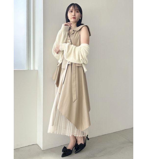 dazzlin「【新色・サイズ追加】アシメプリーツトレンチワンピース」|ワンピース|