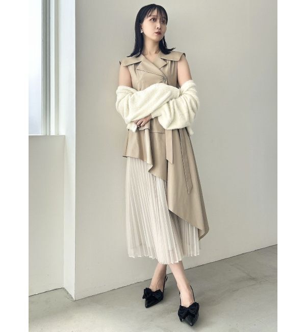dazzlin「【新色・サイズ追加】アシメプリーツトレンチワンピース」|ワンピース|