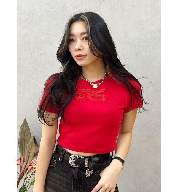 EVRIS「ERSカッティングショートTシャツ」|Tシャツ・カットソー|レッド