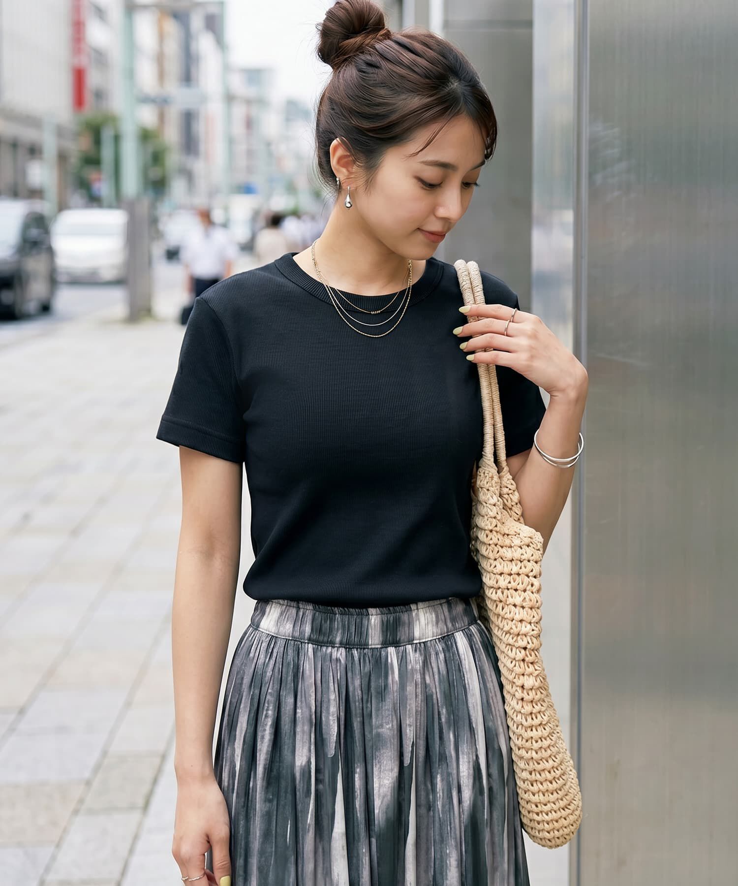 STYLE DELI「【Made in JAPAN】リブ半袖カットソートップス」|Tシャツ・カットソー|ブラック