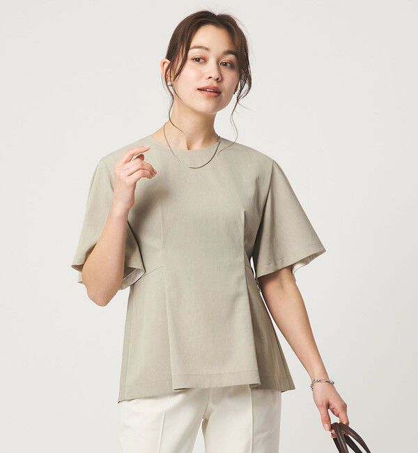 UNITED ARROWS green label relaxing「［size SHORTあり］サラフール タック ブラウス ストレッチ 接触冷感 UVカット」|シャツ・ブラウス|BEIGE
