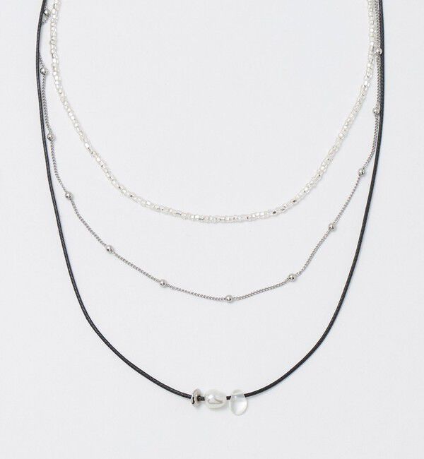 UNITED ARROWS green label relaxing「コード＆ビーズ ３連ネックレス」|ネックレス|SILVER