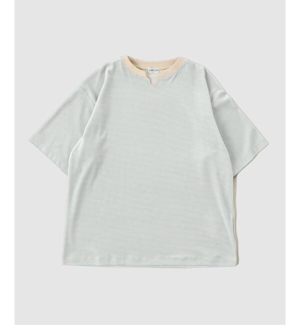 J.S.Homestead「J.S.Homestead / ベルベット ボーダー キー &times; ボート ネック Tシャツ」|Tシャツ・カットソー|ベージュ
