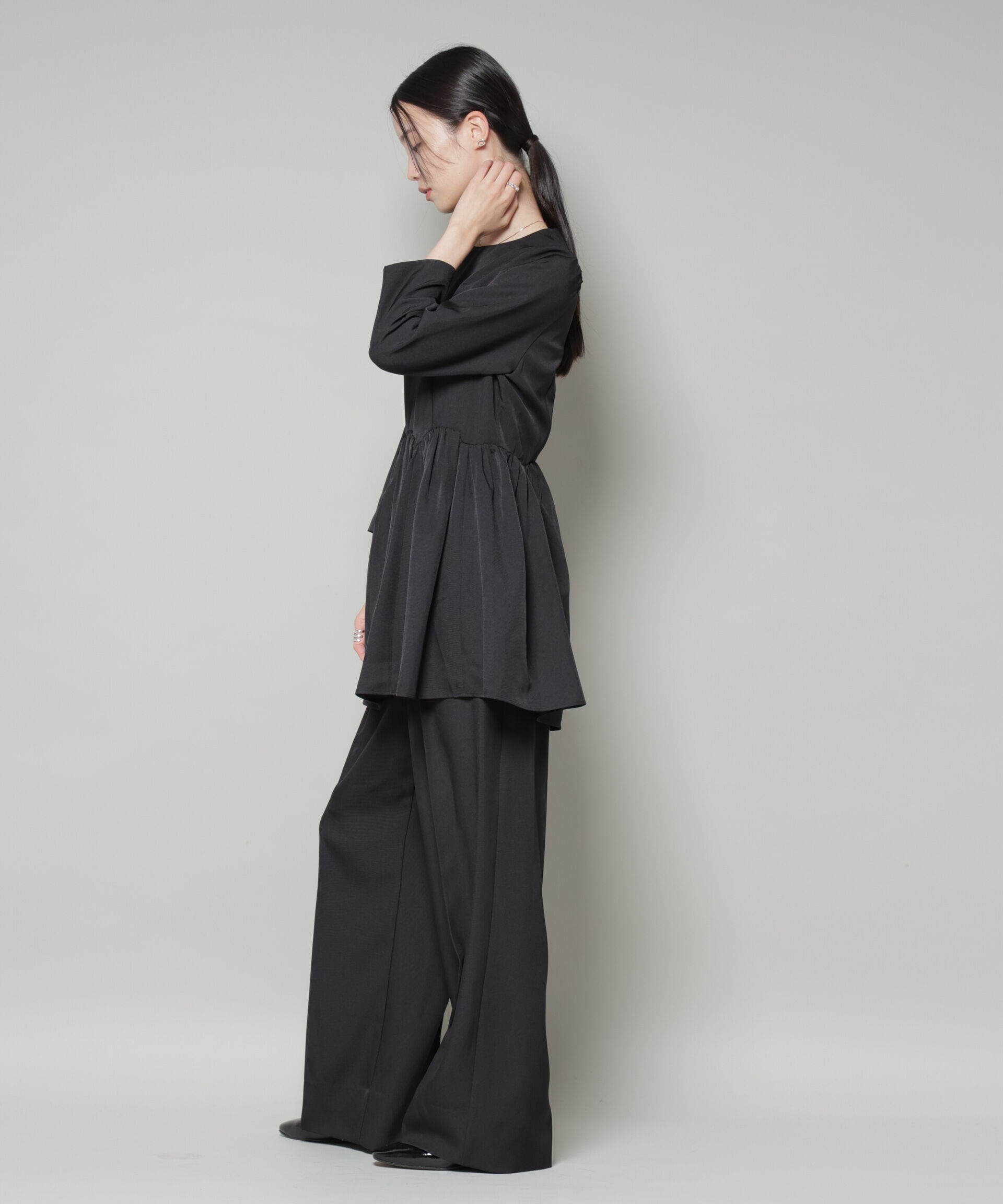 nano･universe「troisieme chaco/TWILL ペプラムトップス(セットアップ可)」|シャツ・ブラウス|