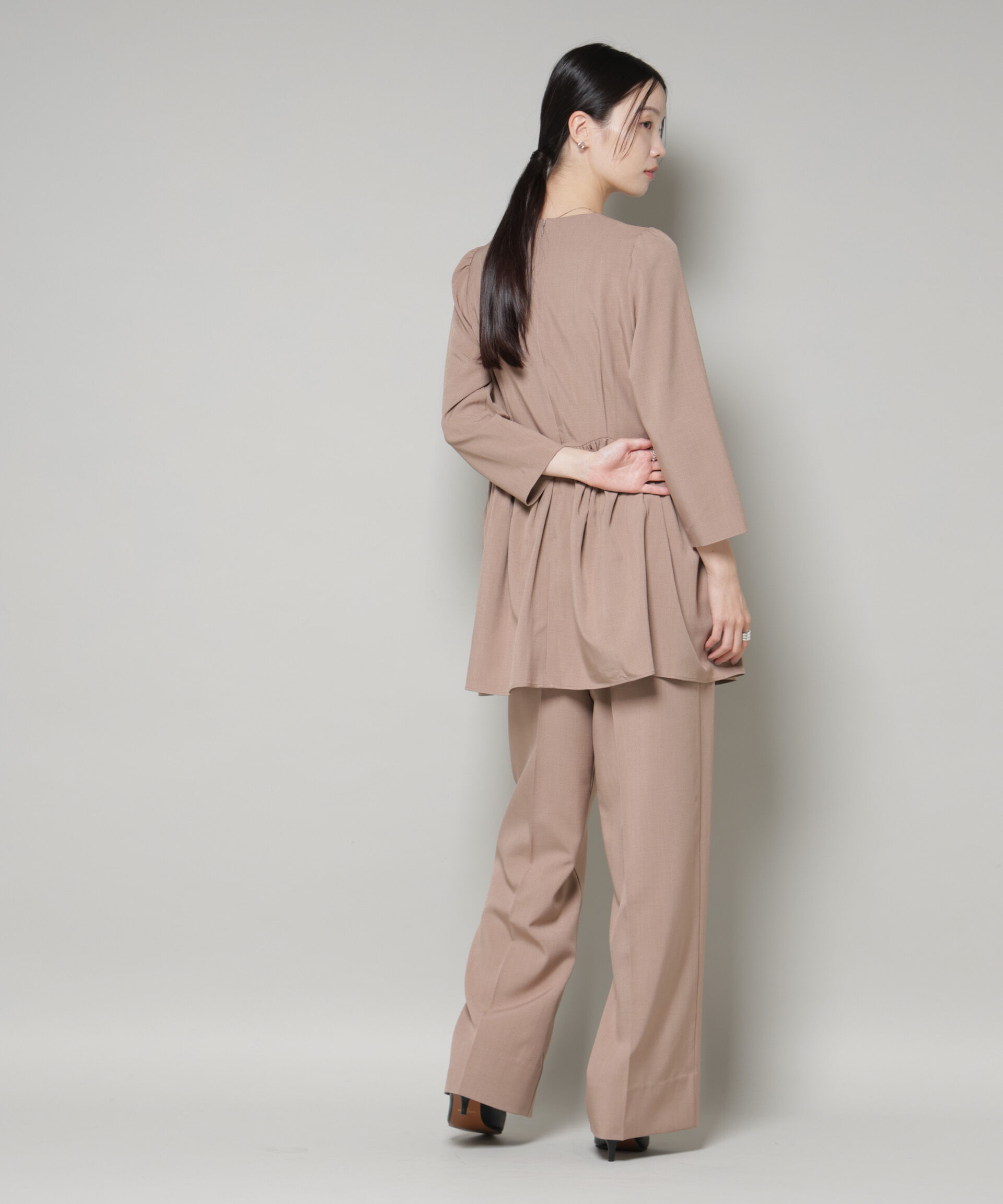 nano･universe「troisieme chaco/TWILL ペプラムトップス(セットアップ可)」|シャツ・ブラウス|