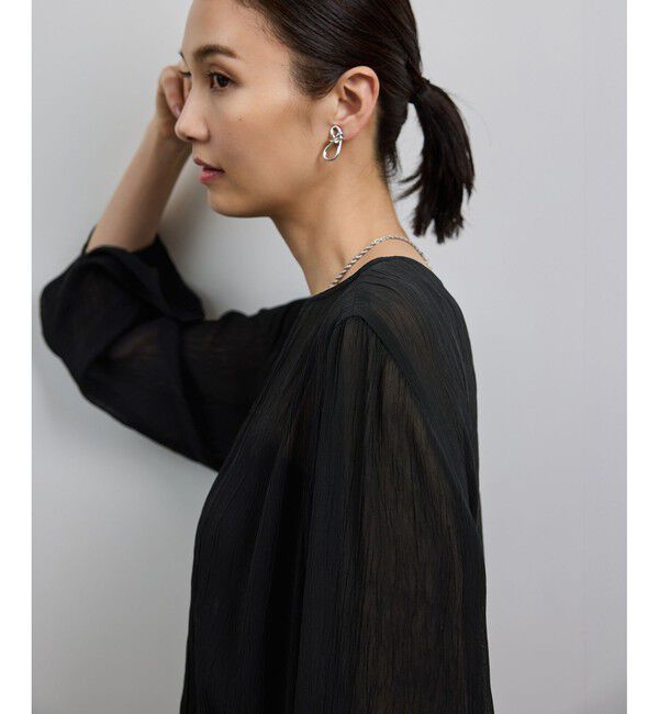 ROPE「【洗える・前後2WAY】楊柳プルオーバー シアーブラウス【WEB・一部店舗限定】」|シャツ・ブラウス|ブラック(01)