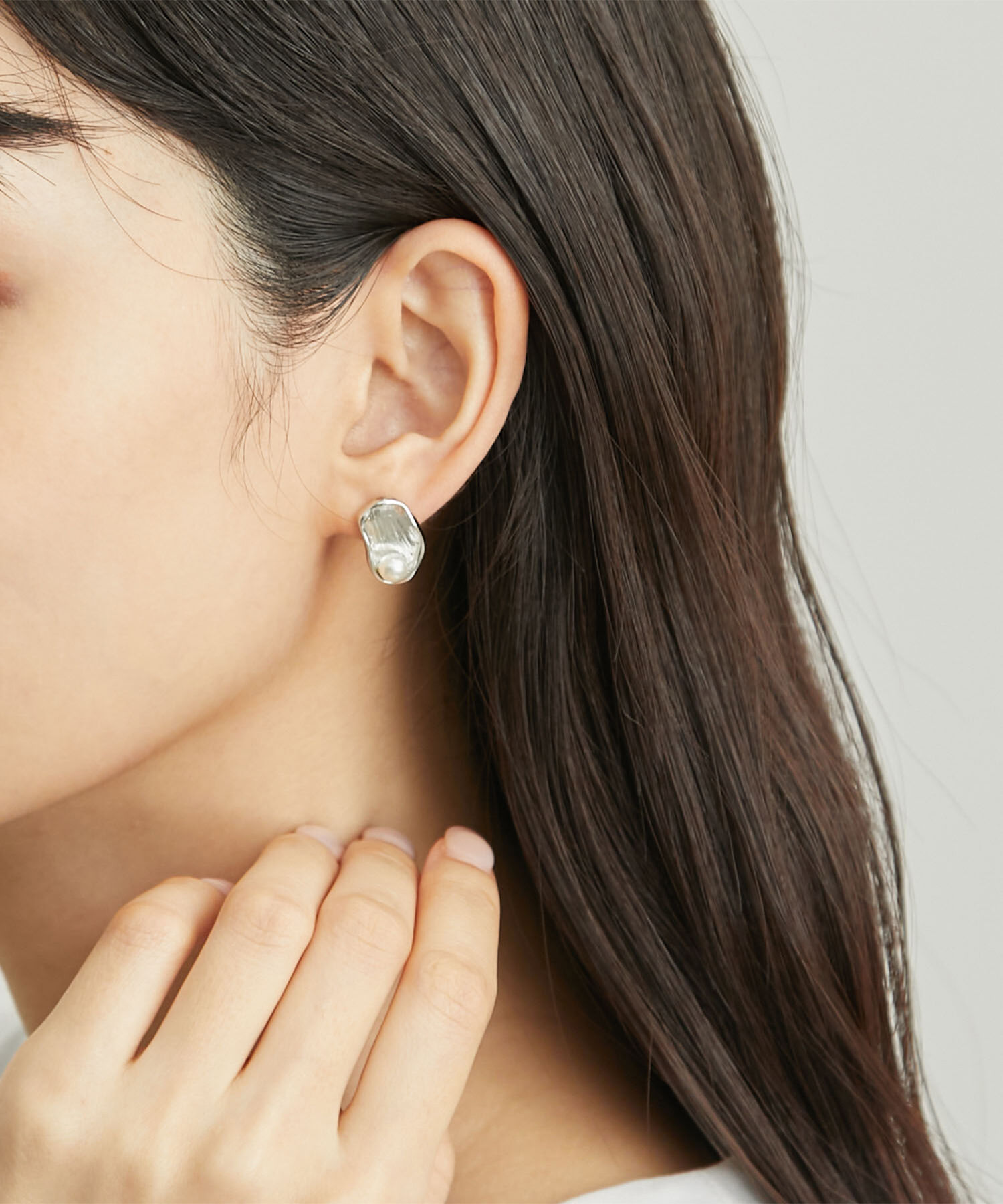 ROPE PICNIC PASSAGE「変型メタル&times;パールピアス」|ピアス|シルバー(93)
