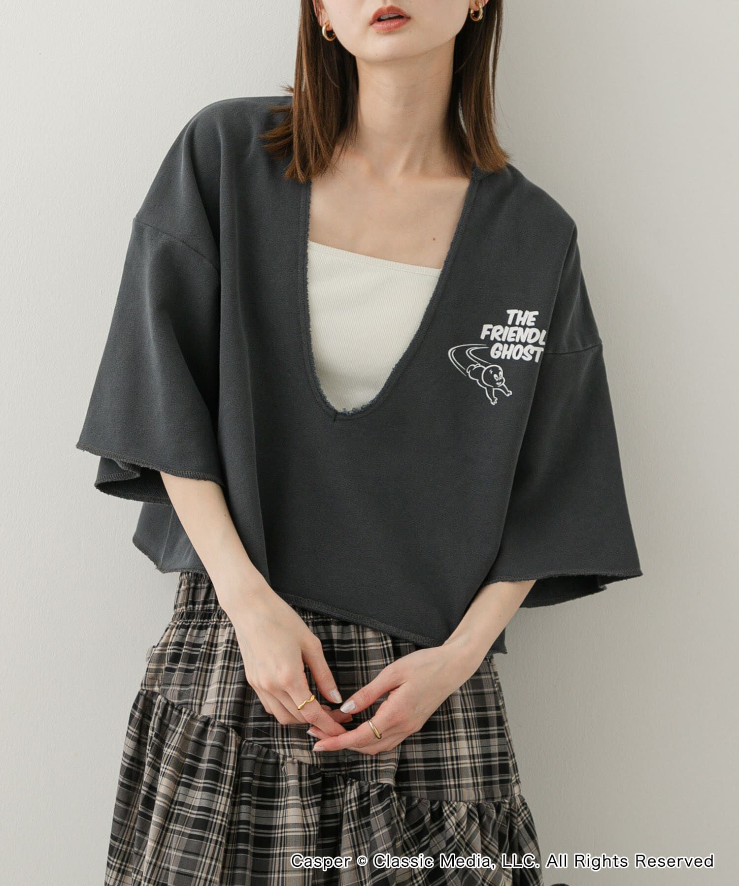 SENSE OF PLACE by URBAN RESEARCH「『別注』Casper&times;SENSE OF PLACE/スキッパートップ」|Tシャツ・カットソー|チャコールグレー