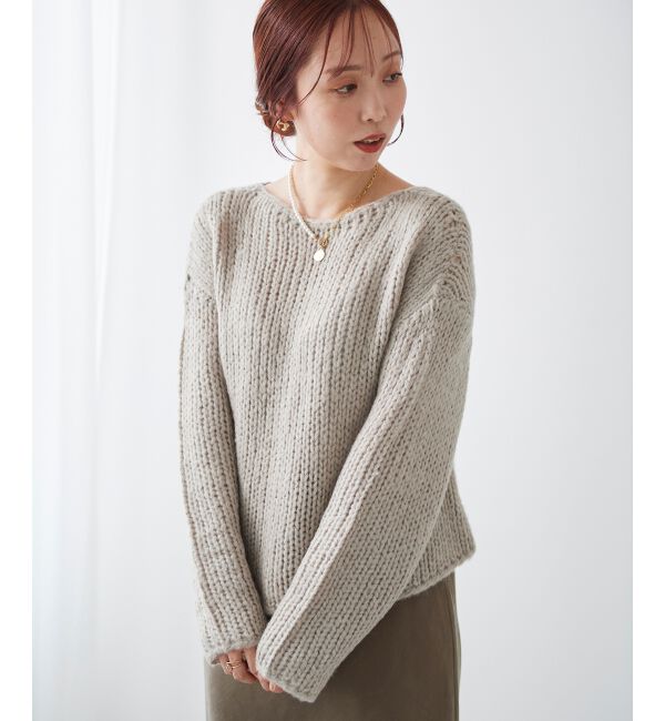 le.coeur blanc「手編み風バックリボンニットプルオーバー」|ニット・セーター|