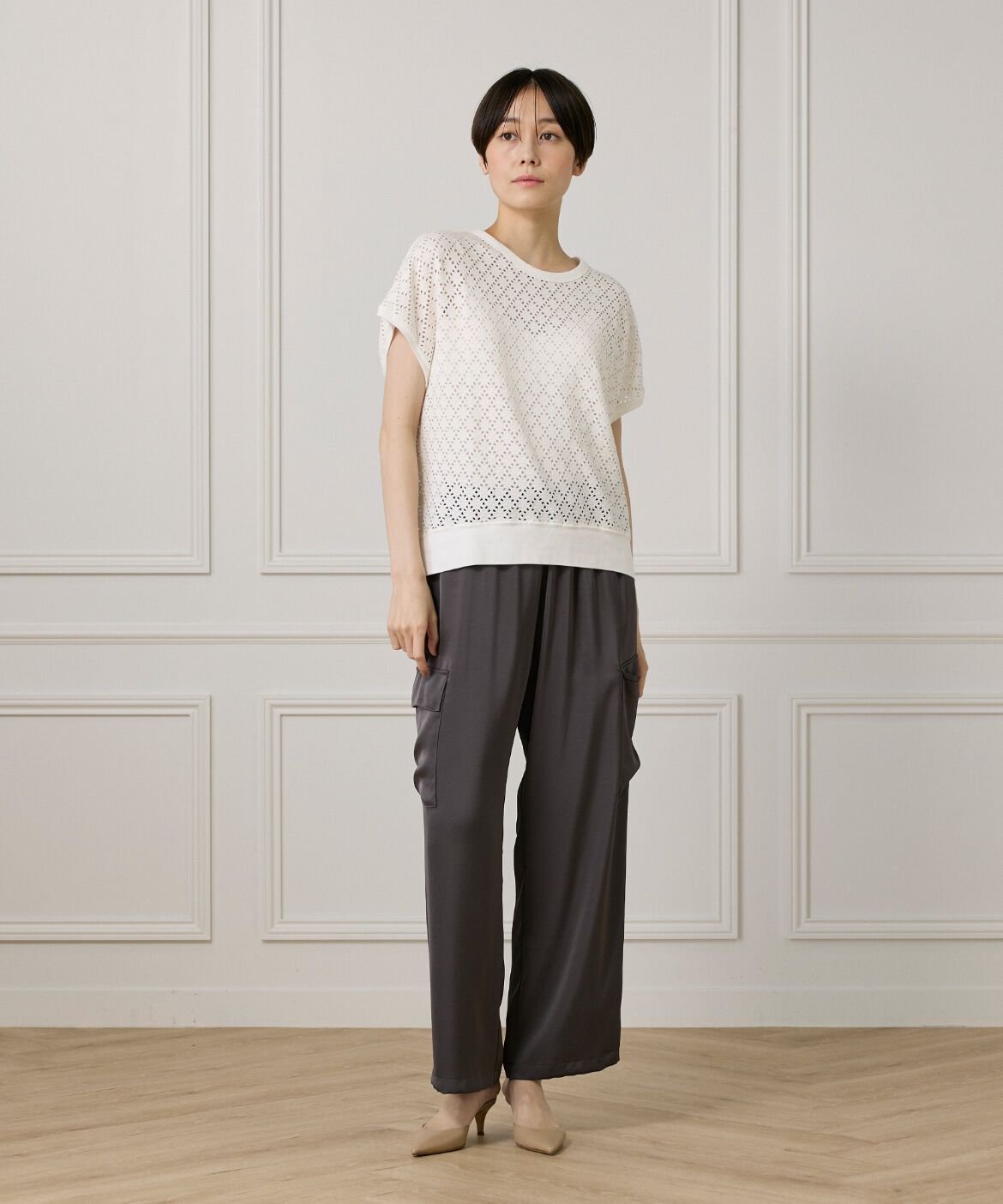 7-IDconcept.「《大きいサイズ》アイレット天竺カットプルオーバー」|Tシャツ・カットソー|
