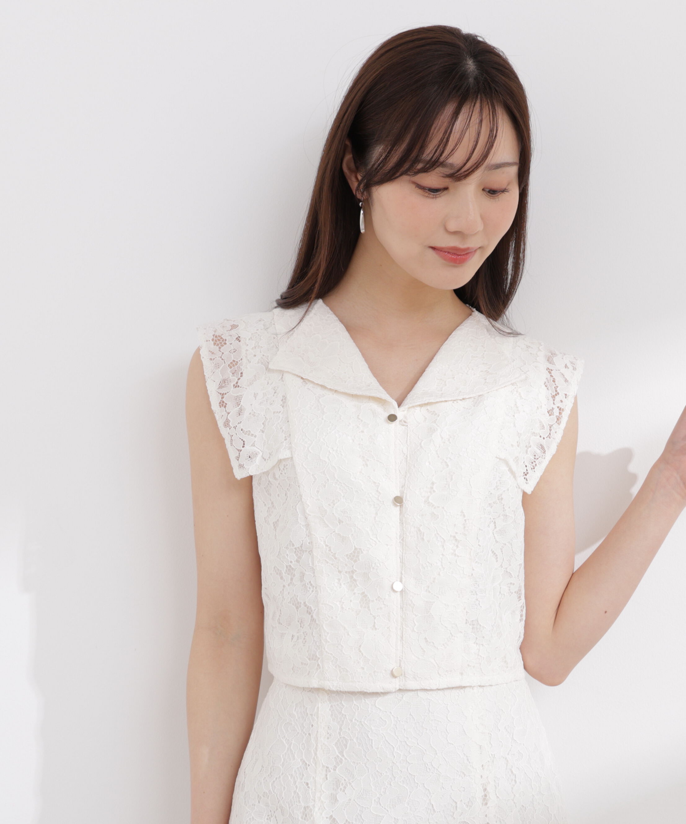 PROPORTION BODY DRESSING「衿付きレースブラウス 26SS」|シャツ・ブラウス|
