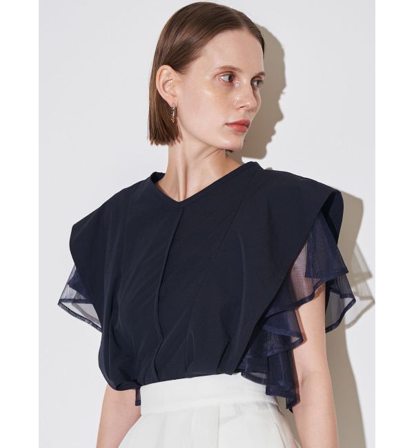 ELENDEEK「MESH LAYERED SLEEVE BL」|シャツ・ブラウス|