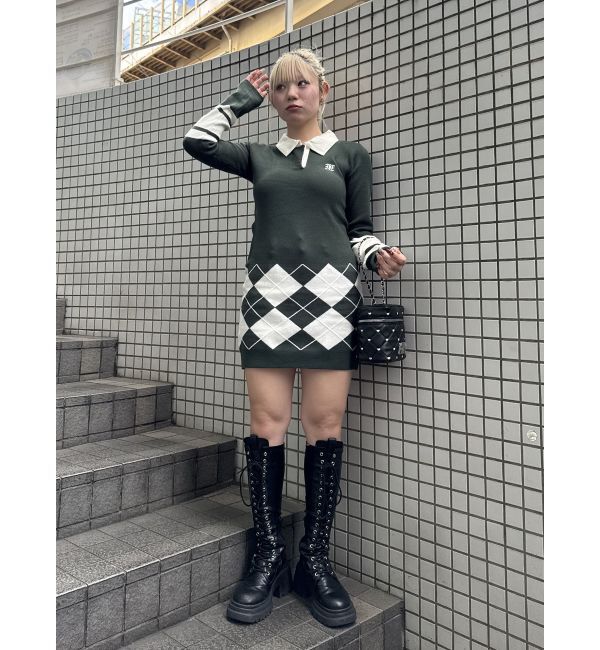 jouetie「ニットポロフィットミニワンピース」|ワンピース|
