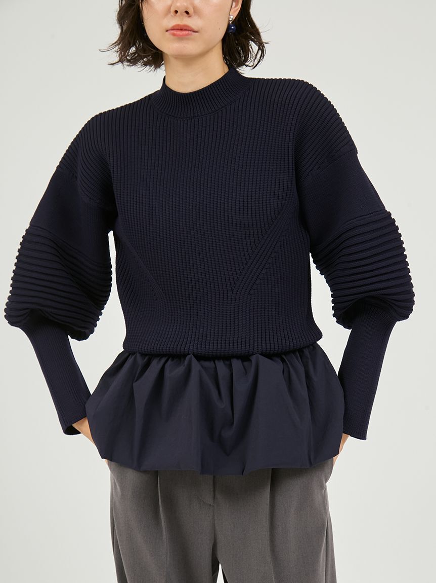 emmi atelier「ペプラム裾ニットドッキングトップス」|ニット・セーター|