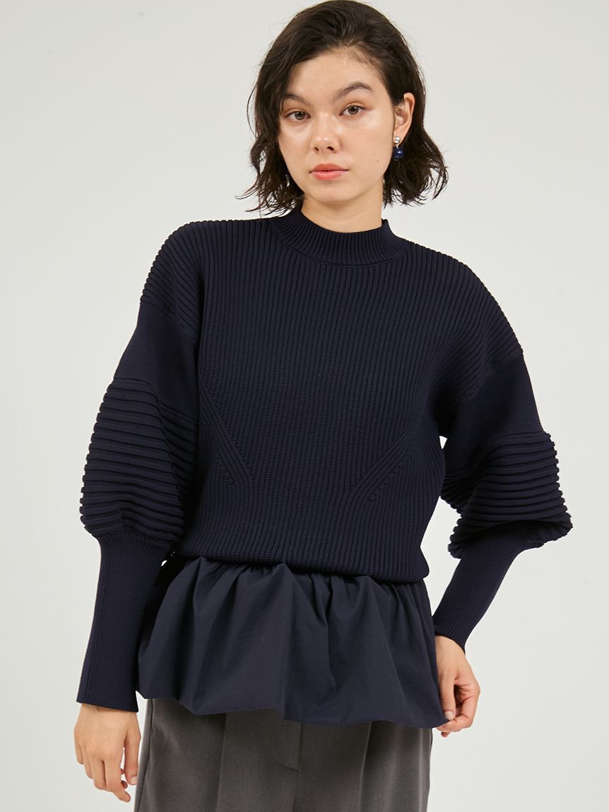 emmi atelier「ペプラム裾ニットドッキングトップス」|ニット・セーター|NVY