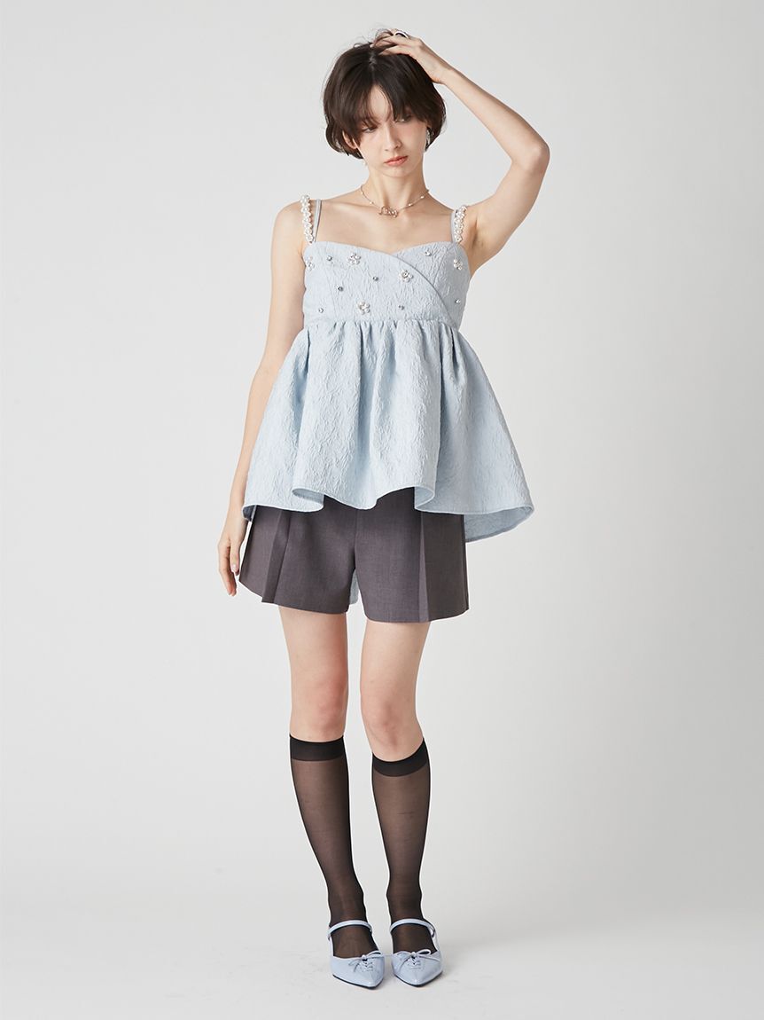 LILY BROWN「[L.B CANDY STOCK]ビッグリボンビジューペプラムトップス」|キャミソール|