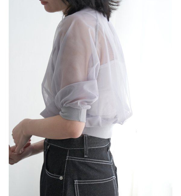 VENCE share style「チュール五分袖ショートプルオーバー」|Tシャツ・カットソー|