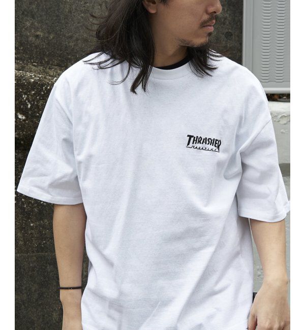 VENCE share style「THRASHER スラッシャー ワンポイント刺繍Tシャツ」|Tシャツ・カットソー|