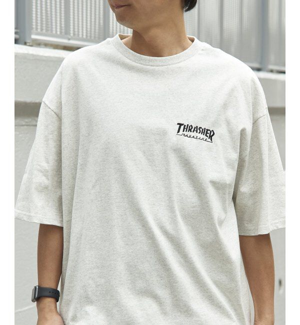 VENCE share style「THRASHER スラッシャー ワンポイント刺繍Tシャツ」|Tシャツ・カットソー|グレー