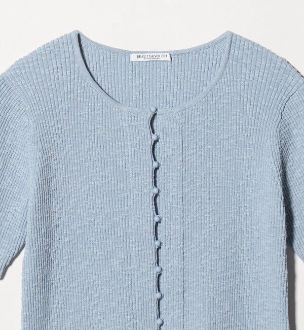 BEAUTY&YOUTH UNITED ARROWS「麻ブレンド スラブ フロントボタン ショートスリーブ カーディガン ウォッシャブル」|カーディガン|