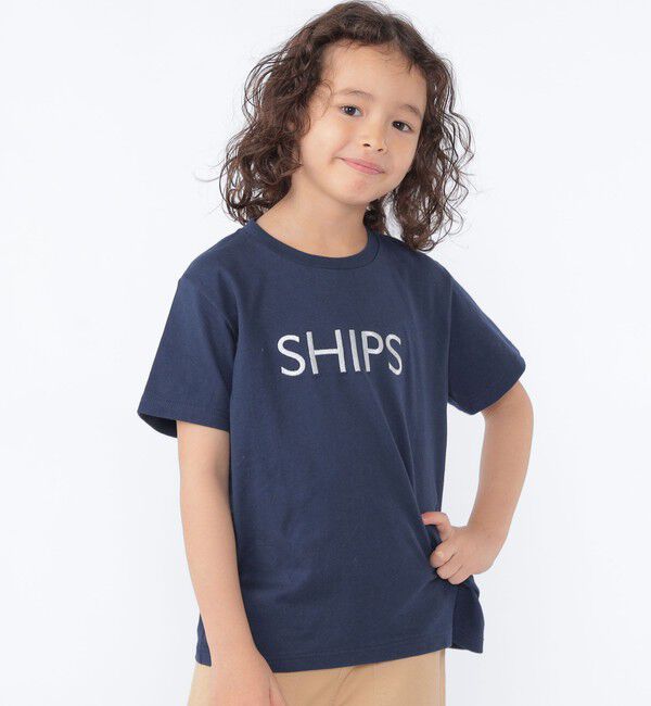 SHIPS KIDS「SHIPS KIDS:100～130cm / SHIPS ロゴ 半袖Tシャツ」|Tシャツ・カットソー|ネイビー