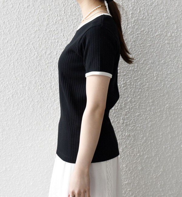 SHIPS any「《一部追加予約》SHIPS any:〈洗濯機可能〉テレコ リブ バイカラー ショートスリーブ TEE」|Tシャツ・カットソー|