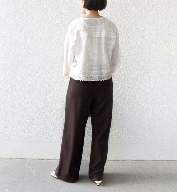 SHIPS for women「《一部追加予約》〈手洗い可能〉パッチワーク レース ショート スリーブ 羽織 ブラウス」|シャツ・ブラウス|