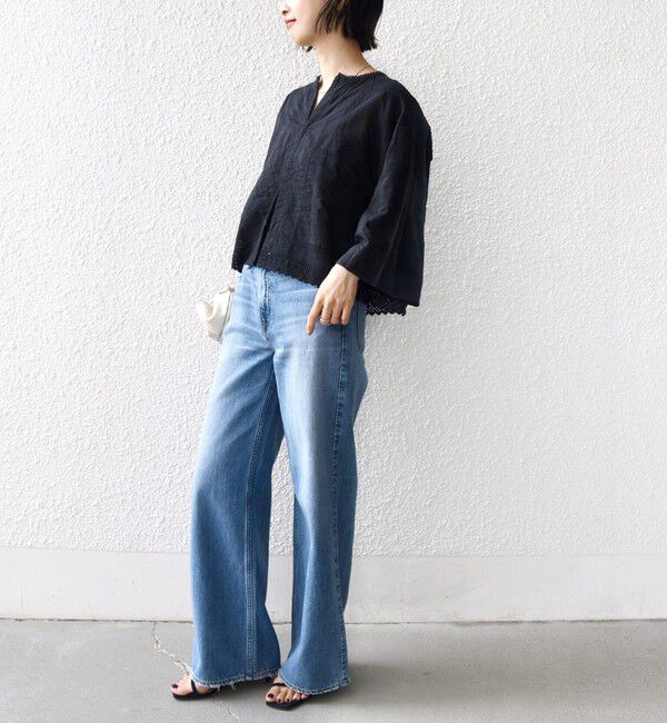 SHIPS for women「《一部追加予約》〈手洗い可能〉パッチワーク レース ショート スリーブ 羽織 ブラウス」|シャツ・ブラウス|