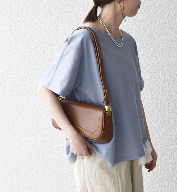 SHIPS any「《予約》SHIPS any:〈洗濯機可能〉レース ヘム アシンメトリー ショートスリーブ TEE」|Tシャツ・カットソー|